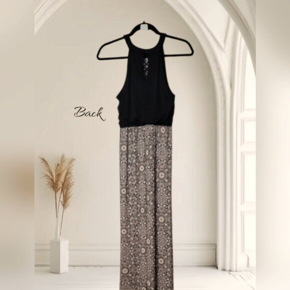 Trixxi Clothing Co. Black & Cream Halter Dress Maxi - Picture 3 of 7